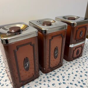 Brown Metal Kitchen Canister Set